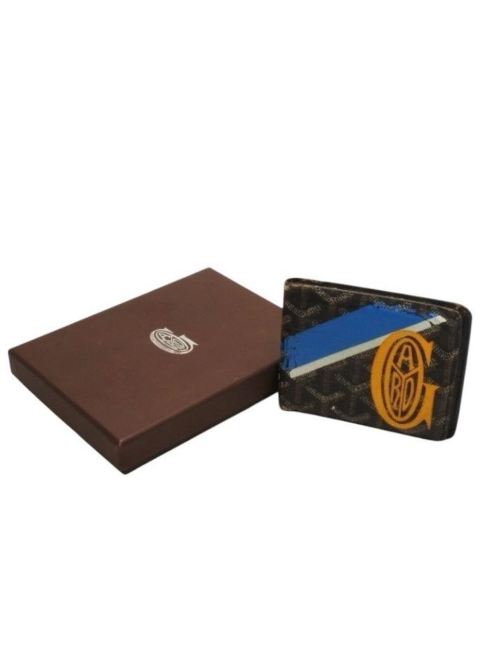 Goyard Bifold Wallet Card Case Herringbone Pattern Black